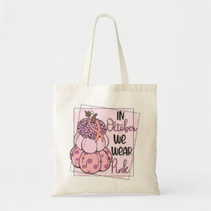  In October We Wear Pink Pumpkin Tower Tote Bag