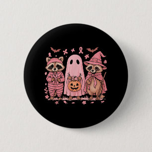 In October We Wear Pink Racoon Breast Cancer Awar 6 Cm Round Badge
