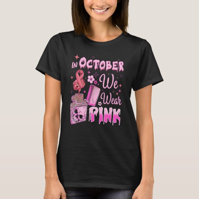 In October We Wear Pink Retro Fire Clipper Lighter T-Shirt (Front)