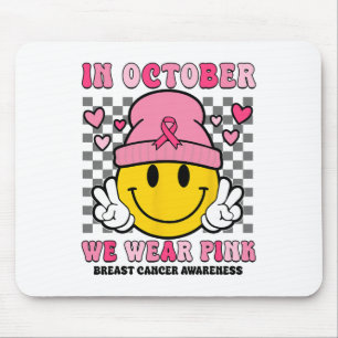 In October We Wear Pink Ribbon Ghost Halloween Bre Mouse Mat