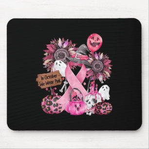In October We Wear Pink Ribbon Ghost Halloween Bre Mouse Mat