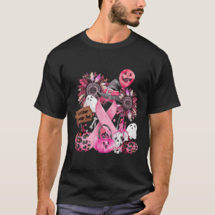 In October We Wear Pink Ribbon Ghost Halloween Bre T-Shirt