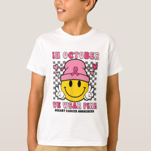 In October We Wear Pink Ribbon Ghost Halloween Bre T-Shirt