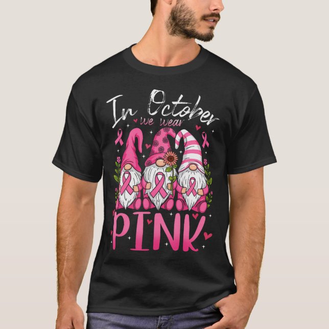In October We Wear Pink Ribbon Gnomes Women Breast T-Shirt (Front)