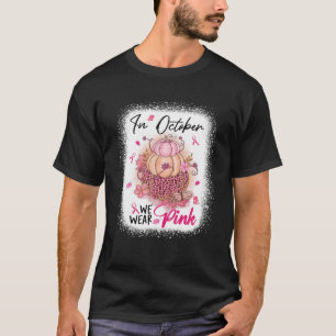 In October We Wear Pink Ribbon Leopard Pumpkin Bre T-Shirt