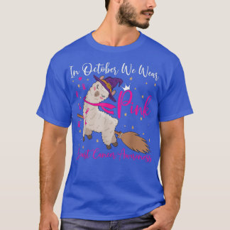 In October We Wear Pink Ribbon Llama Breast Cancer T-Shirt