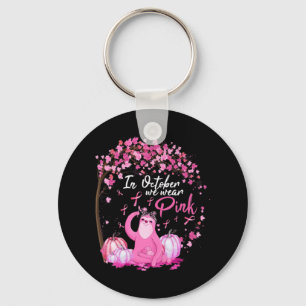 In October We Wear Pink Ribbon Sloth Breast Cancer Key Ring