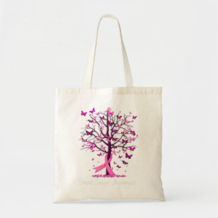 In October We Wear Pink Ribbon Tree Breast Cancer Tote Bag