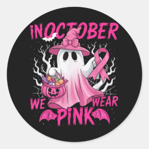 In October We Wear Pink Shirt Breast Cancer Awaren Classic Round Sticker