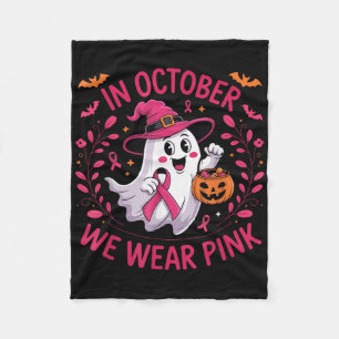 In October We Wear Pink Shirt Breast Cancer Awaren Fleece Blanket