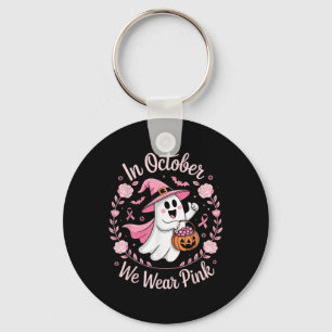In October We Wear Pink Shirt Breast Cancer Awaren Key Ring