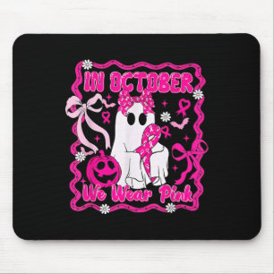 In October We Wear Pink Shirt Ghost Breast Cancer Mouse Mat