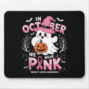 In October We Wear Pink Shirt Ghost Breast Cancer Mouse Mat
