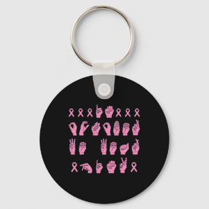 In October We Wear Pink Sign Language Breast Cance Key Ring