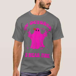 in October We Wear Pink spooky Ghoul Breast Cancer T-Shirt