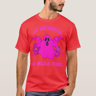 in October We Wear Pink spooky Ghoul Breast Cancer T-Shirt