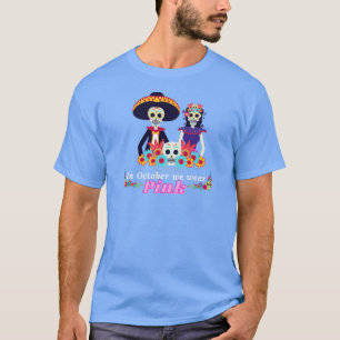 In October We Wear Pink Sugar Skull Breast Cancer T-Shirt