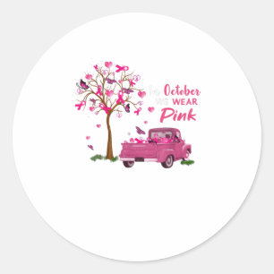 In October we wear pink T Classic Round Sticker