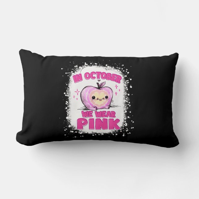 In October We Wear Pink Teacher Breast Cancer Awar Lumbar Cushion (Front)