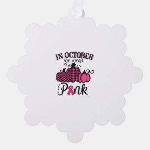In October We Wear Pink Thanksgiving Breast Cancer Tree Decoration Card