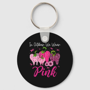 In October We Wear Pink Tooth Leopard Dental Breas Key Ring