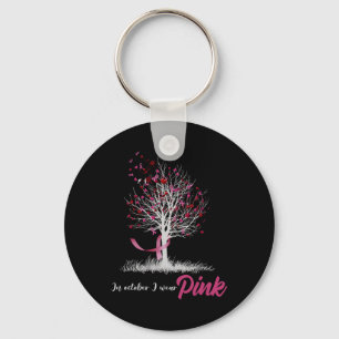 In October We Wear Pink Tree Breast Cancer Awarene Key Ring