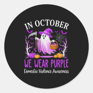 In October We Wear Purple Domestic Violence Ghost Classic Round Sticker