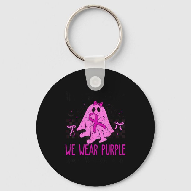 In October We Wear Purple Domestic Violence Ghost  Key Ring (Front)