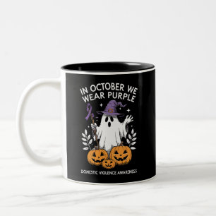 In October We Wear Purple Domestic Violence Ghost Two-Tone Coffee Mug