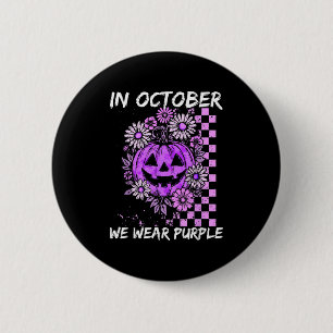 In October We Wear Purple Domestic Violence Vintag 6 Cm Round Badge