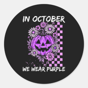 In October We Wear Purple Domestic Violence Vintag Classic Round Sticker