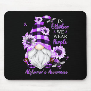 In October We Wear Purple Gnomes Alzheimer Awarene Mouse Mat