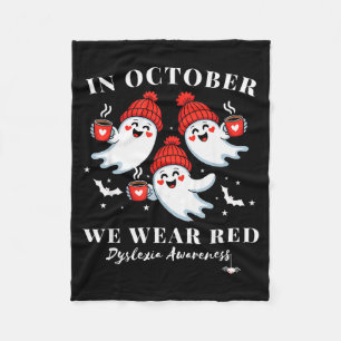In October We Wear Red Dyslexia Awareness Hallowee Fleece Blanket