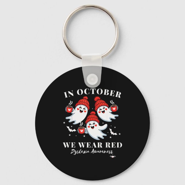 In October We Wear Red Dyslexia Awareness Hallowee Key Ring (Front)