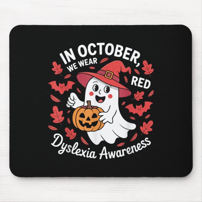 In October We Wear Red For Dyslexia Awareness Hall Mouse Mat (Front)