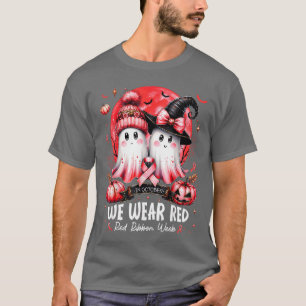 in October We Wear Red Ghost Witch Red Ribbon Week T-Shirt