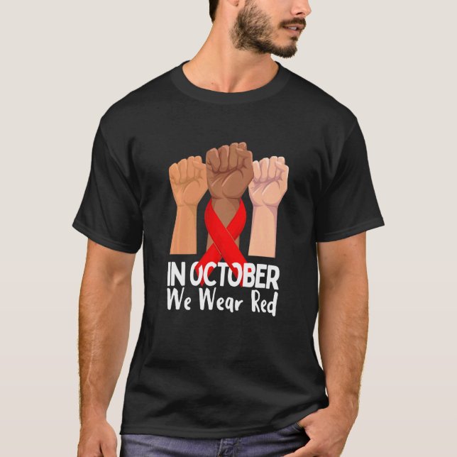 In October We Wear Red Ribbon Week 2022 Drug Free T-Shirt (Front)