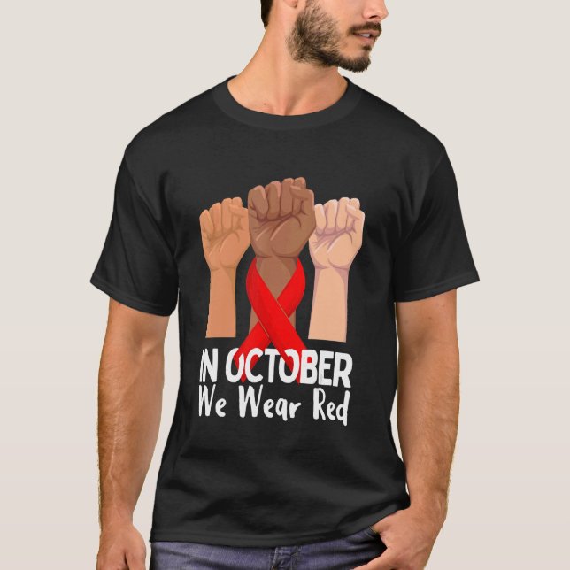 In October We Wear Red Ribbon Week 2022 Drug Free T-Shirt (Front)