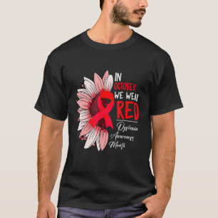 In October We Wear Red Sunflower Dyslexia Awarenes T-Shirt