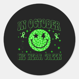 In October Wear Green Ribon Smile Face Dwarfism Classic Round Sticker