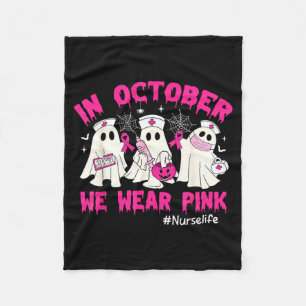 in October Wear nk Nurse Life Breast Cancer Fleece Blanket
