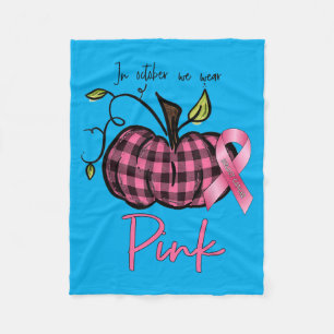 In October Wear nk Pumpkin Breast Cancer Awareness Fleece Blanket