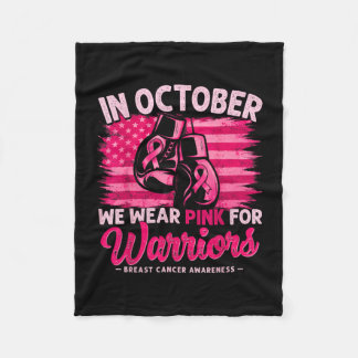 In october wear pink for warriors breast cancer fleece blanket