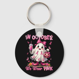In October Wear Pink Ghost Breast Cancer Awareness Key Ring