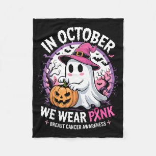 In october wear pink ghost halloween breast cancer fleece blanket