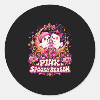In october wear pink ghost witch breast cancer classic round sticker
