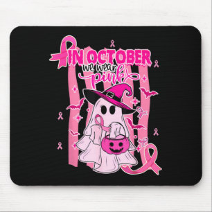 In October Wear Pink Ghost Witch Breast Cancer Mouse Mat