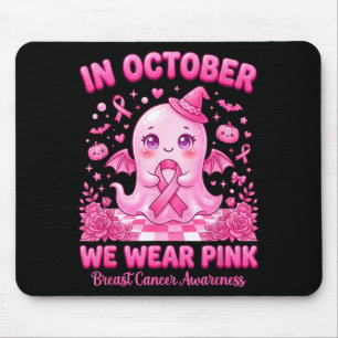 In October Wear Pink Ghost Witch Breast Cancer Mouse Mat