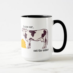 "In one ear..." Cow Pun Customisable Coffee/Tea Mug