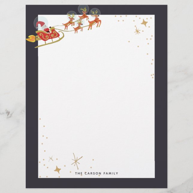 In Orbit Illustration Holiday Photo Stationery Custom Letterhead (Front)